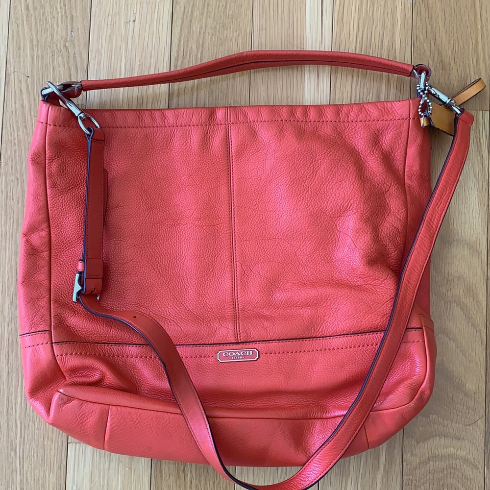 Tomato red leather Coach bag